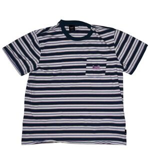 Womans Huff Purple & Turquoise Stripped Shirt Size M